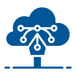 Cloud design with network and pen icon