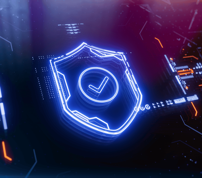 Digital shield with checkmark